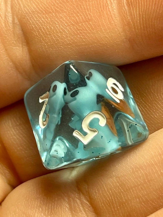 Squirtle Dice | D&D Dice | Pokemon | Dnd | 7pc | Dice Set | Resin Dice | Glitter |
