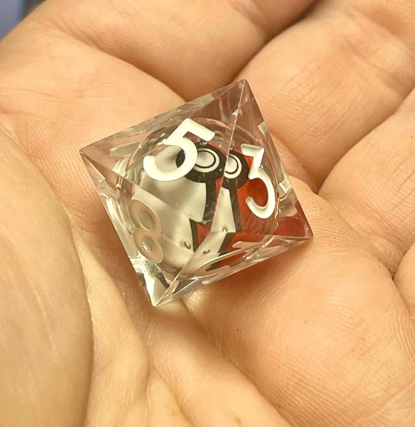 Pokeball Handmade Liquid core Sharp Edge Resin Dice Set Handmade | D&D Dice | Pokemon | Dnd | 7pc | Dice Set | Resin Dice | Glitter |