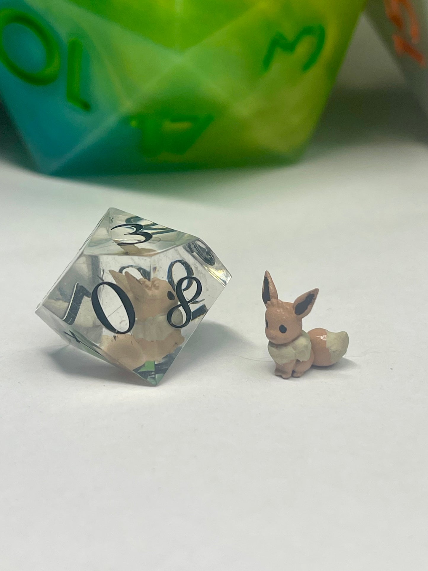 Eevee Dice Set | Handmade Resin Sharp Edge Dice | Pokémon D&D Dice | 7pc TTRPG Dice Gift