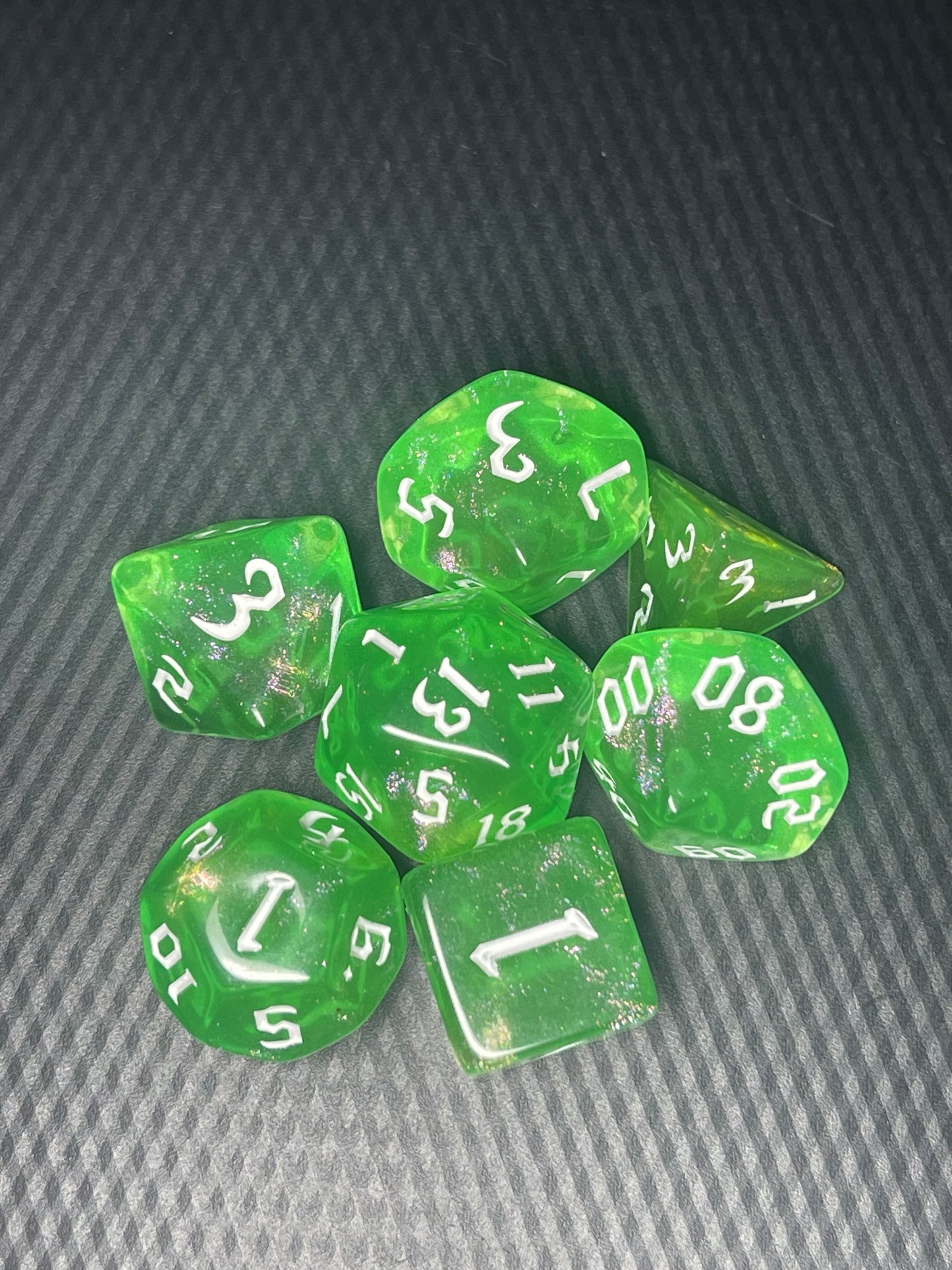 Goblin’s Treasure Dice Set | D&D Dice | Dnd | 7pc | Dice Set | Acrylic Dice | Glitter|