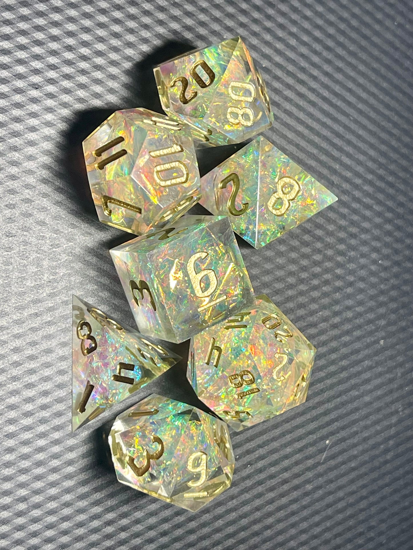 Starlight Prism Handmade Dice Set | D&D Dice | Dnd | 7pc | Dice Set | Resin | Glitter |