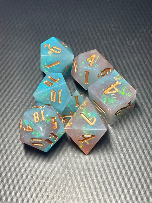 Supernova’s Kiss Handmade Dice Set | D&D Dice | Dnd | 7pc | Dice Set | Resin |