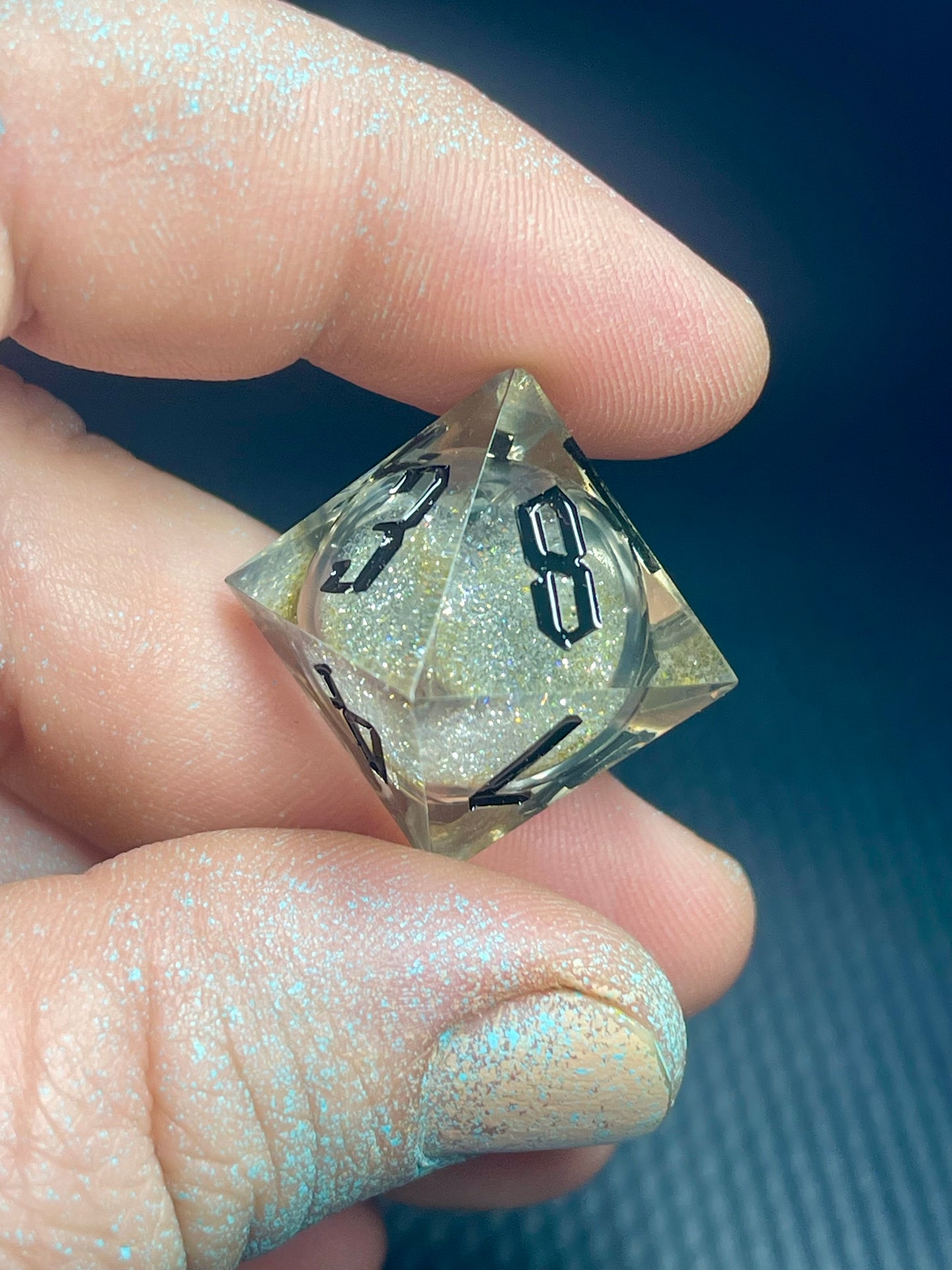 Obsidian Hourglass Handmade Liquid core Sharp Edge Resin Dice Set Handmade | D&D Dice | Dnd | 7pc | Dice Set | Resin Dice | Glitter |