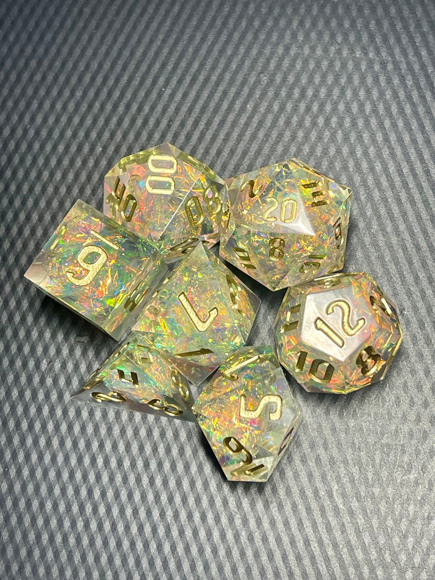 Starlight Prism Handmade Dice Set | D&D Dice | Dnd | 7pc | Dice Set | Resin | Glitter |