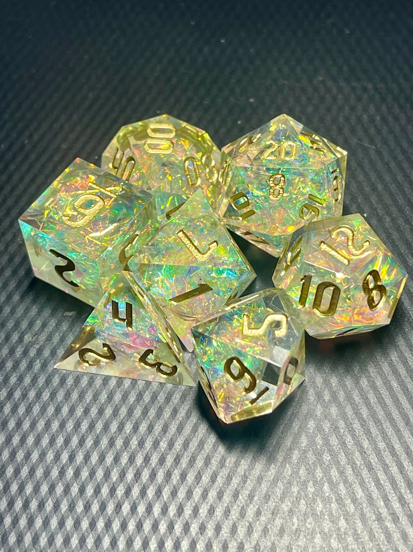 Starlight Prism Handmade Dice Set | D&D Dice | Dnd | 7pc | Dice Set | Resin | Glitter |