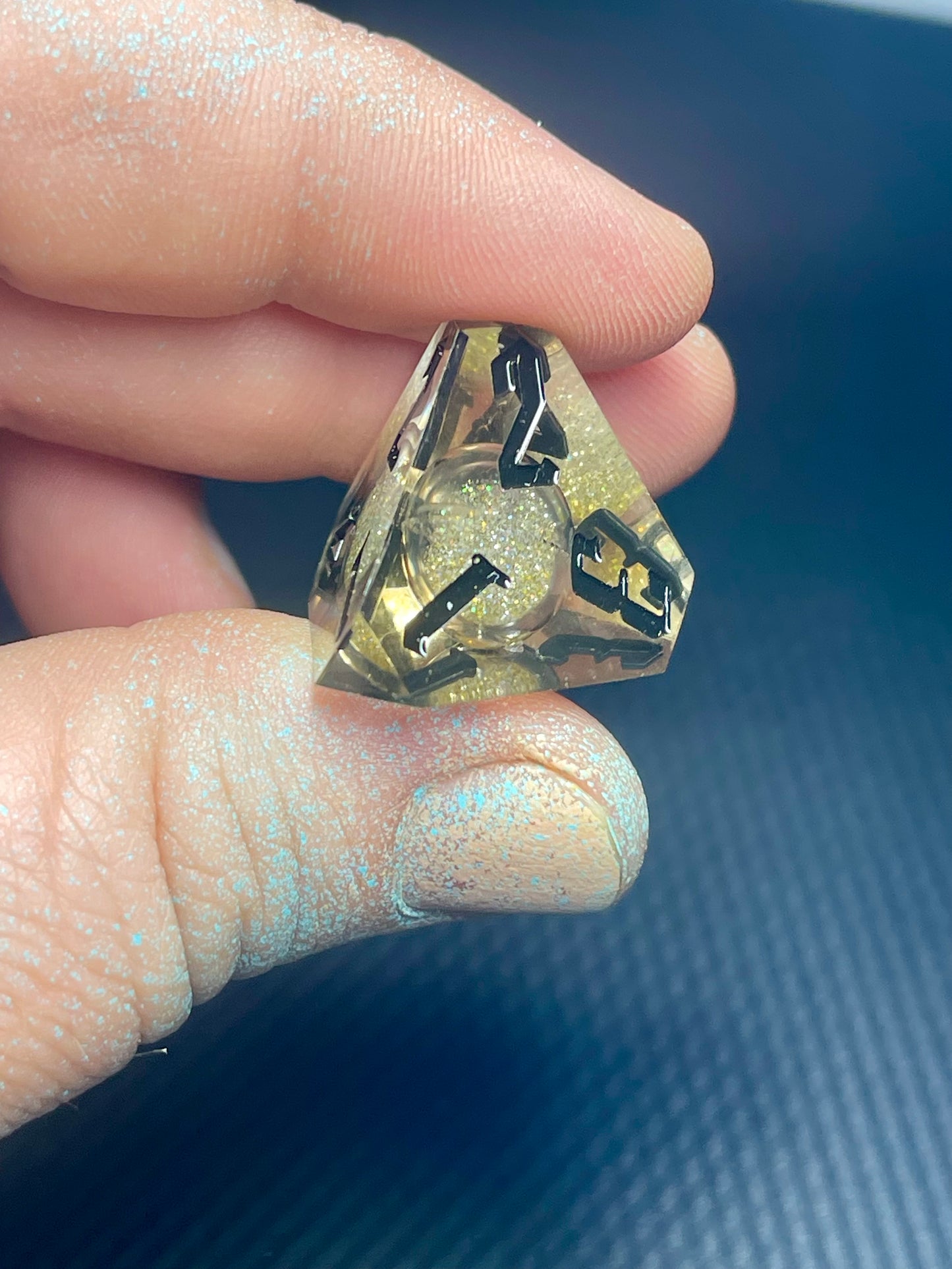 Obsidian Hourglass Handmade Liquid core Sharp Edge Resin Dice Set Handmade | D&D Dice | Dnd | 7pc | Dice Set | Resin Dice | Glitter |