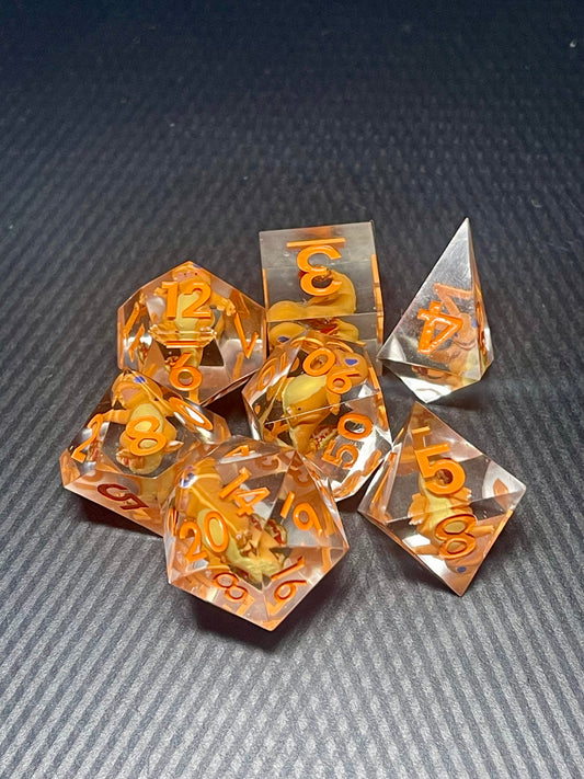 Charmander Handmade Dice Set | D&D Dice | Dnd | 7pc | Dice Set | Resin | Pokemon |