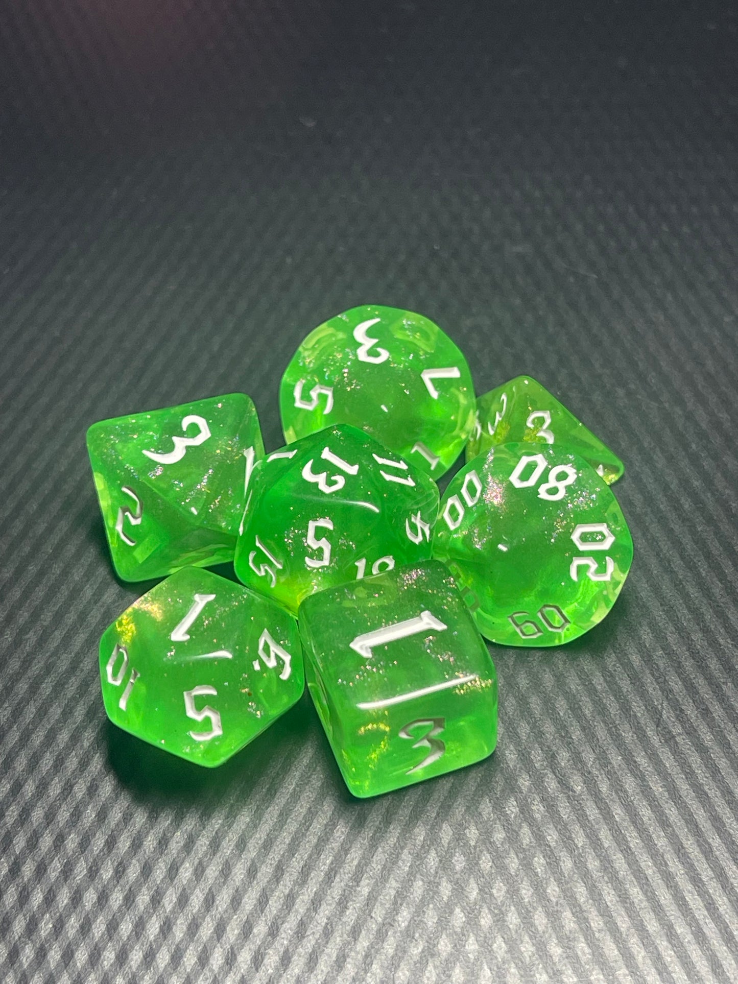 Goblin’s Treasure Dice Set | D&D Dice | Dnd | 7pc | Dice Set | Acrylic Dice | Glitter|