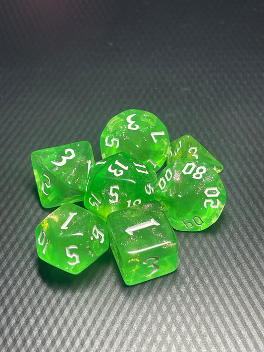Goblin’s Treasure Dice Set | D&D Dice | Dnd | 7pc | Dice Set | Acrylic Dice | Glitter|