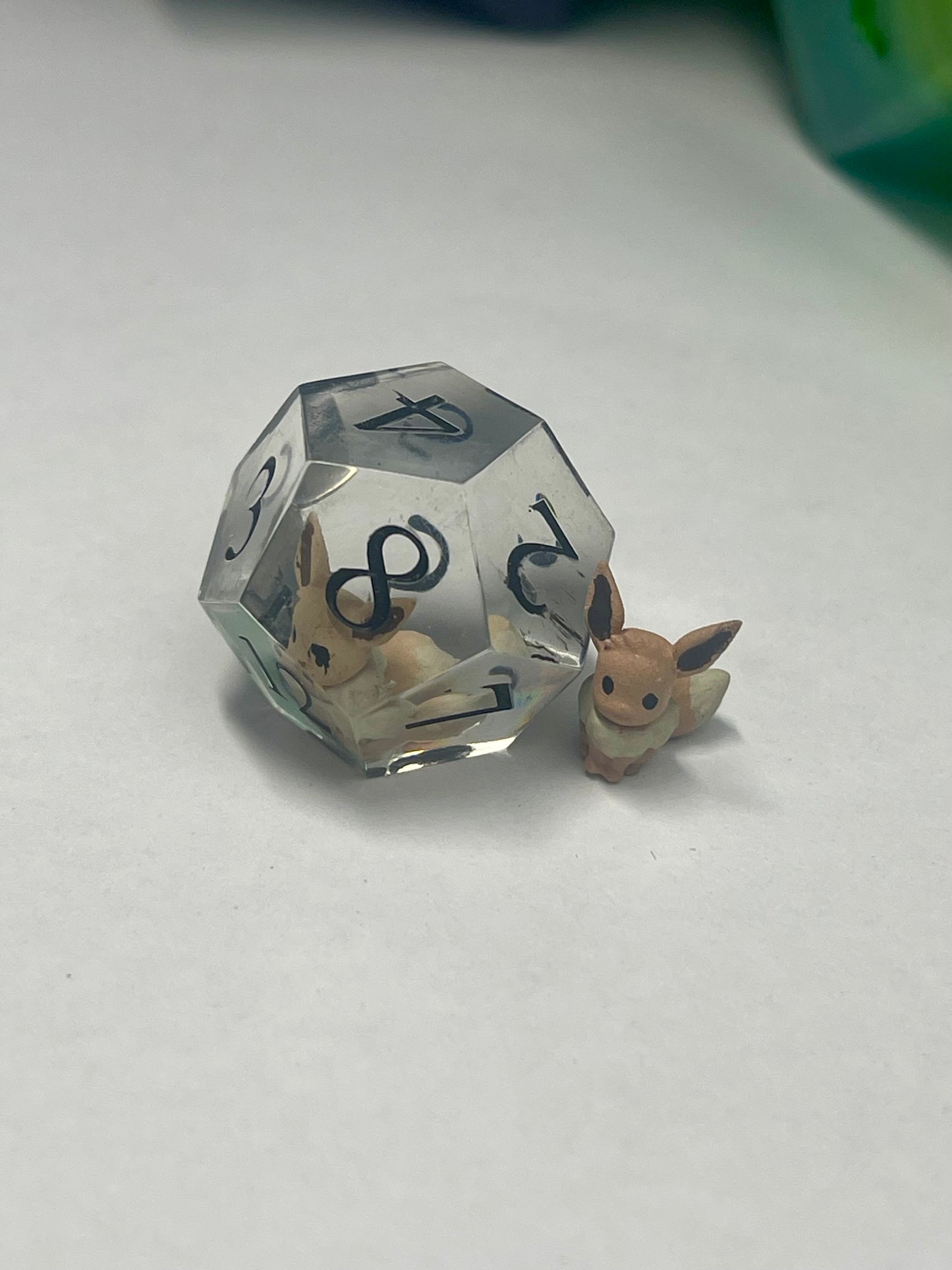 Eevee Dice Set | Handmade Resin Sharp Edge Dice | Pokémon D&D Dice | 7pc TTRPG Dice Gift