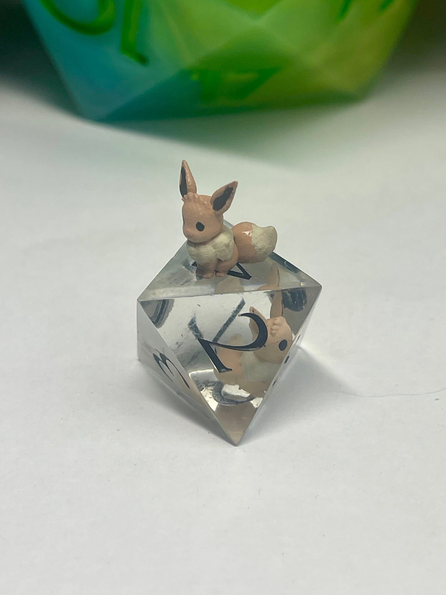 Eevee Dice Set | Handmade Resin Sharp Edge Dice | Pokémon D&D Dice | 7pc TTRPG Dice Gift