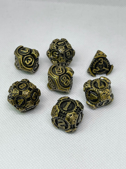 Copper Steam Punk Gear Solid Metal Dice Set