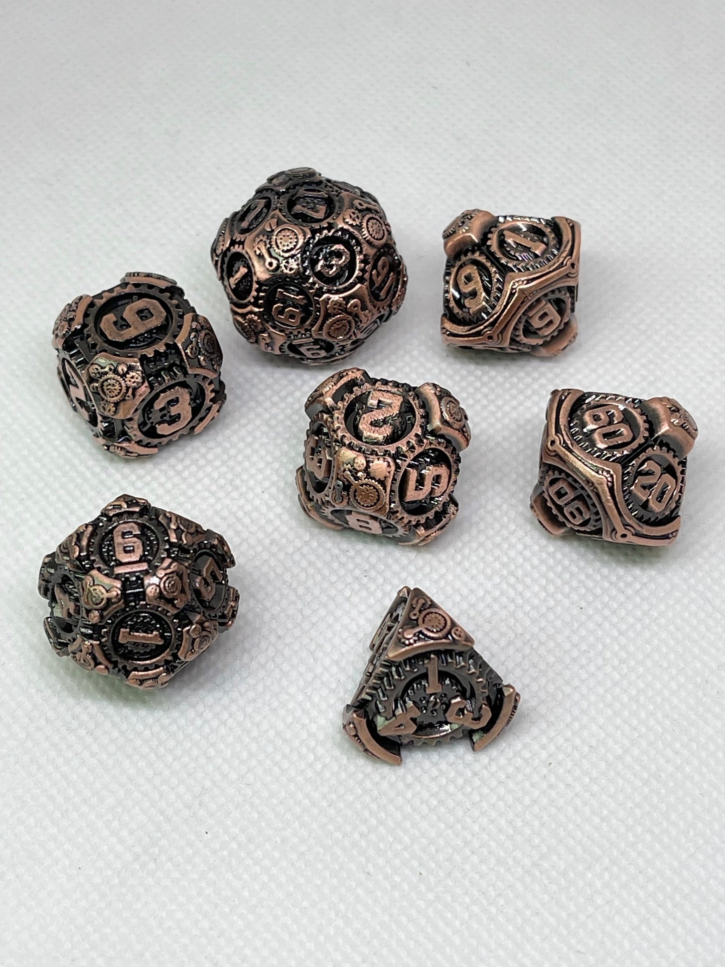 Bronze Steam Punk Gear Solid Metal Dice Set