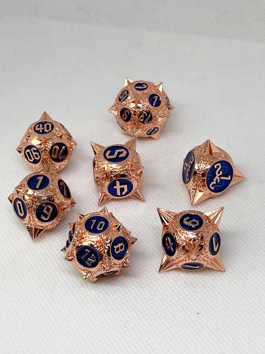 Copper/Blue Meteor Storm Metal RPG Dice Set