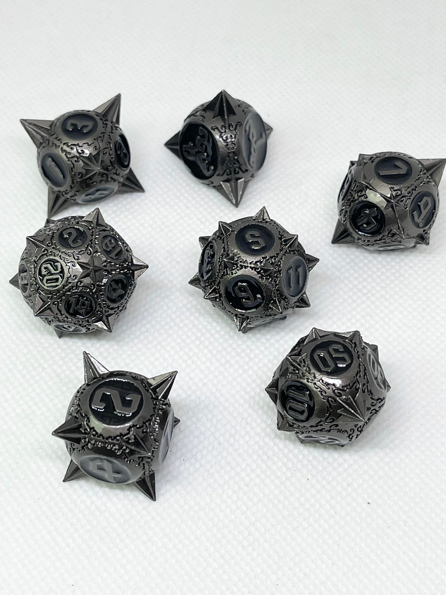 Grey/Black Meteor Storm Metal RPG Dice Set