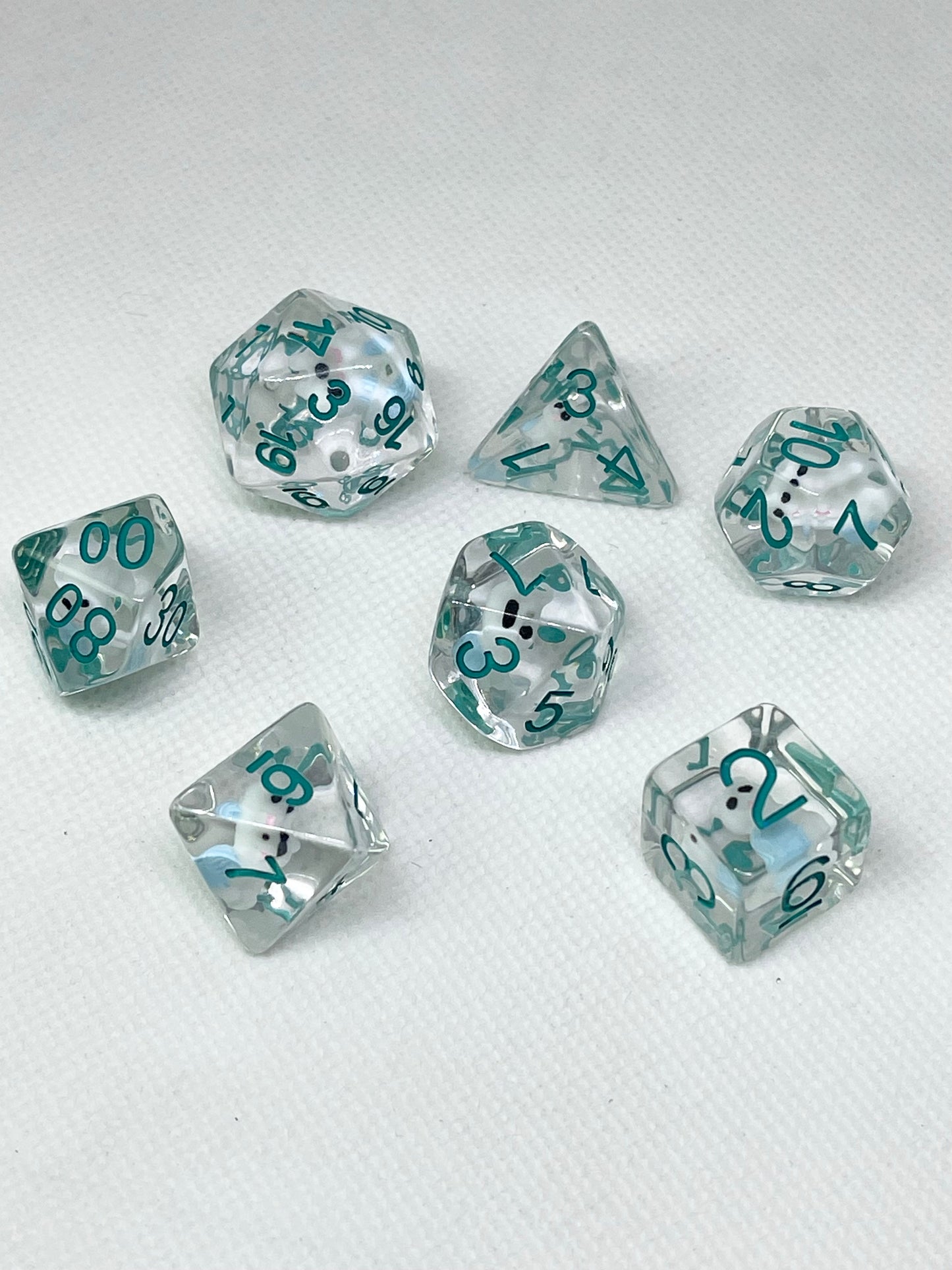 Playful Cat Inclusion Resin Dice Set