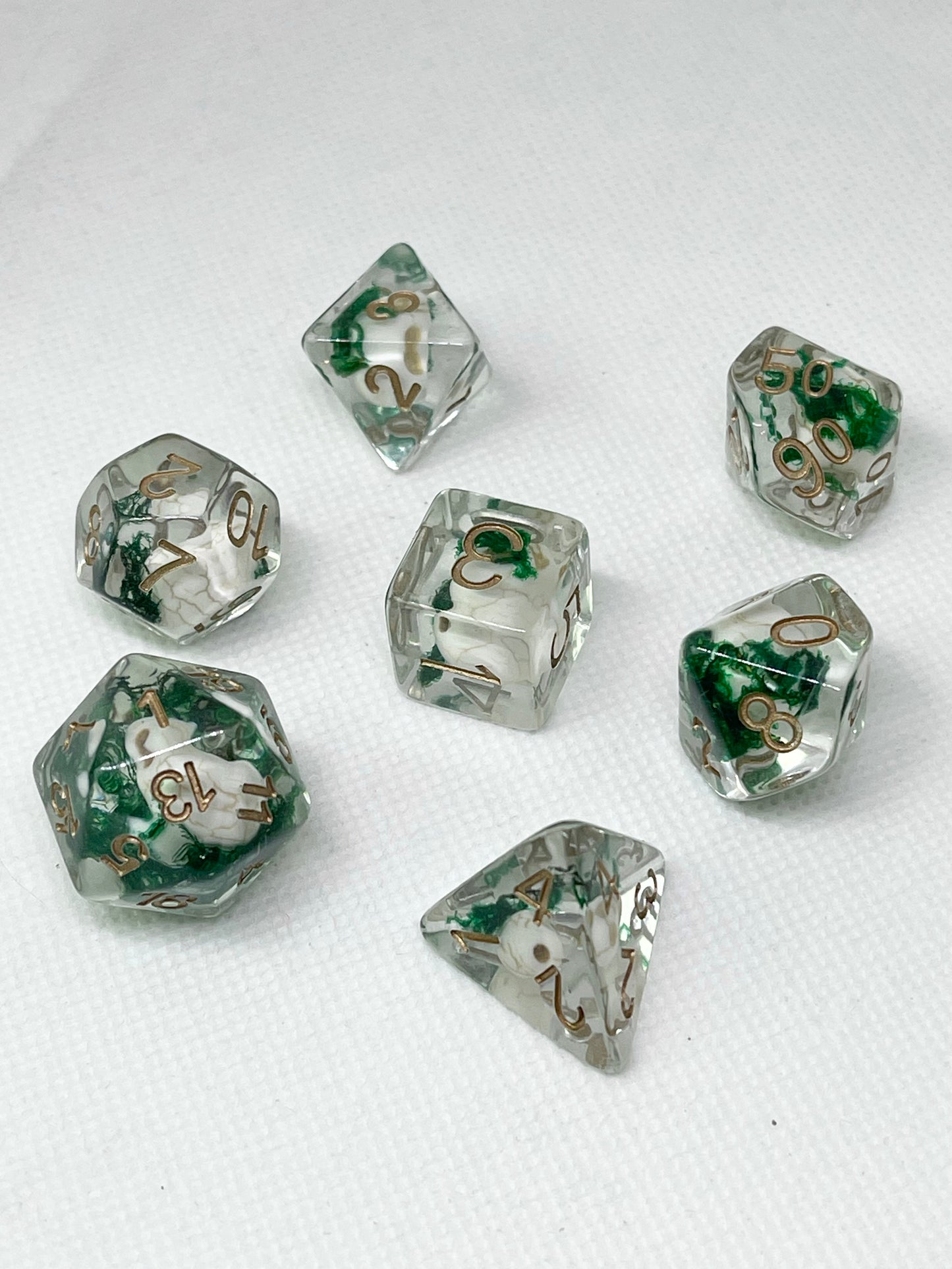 Skull Inclusion Resin Dice Set