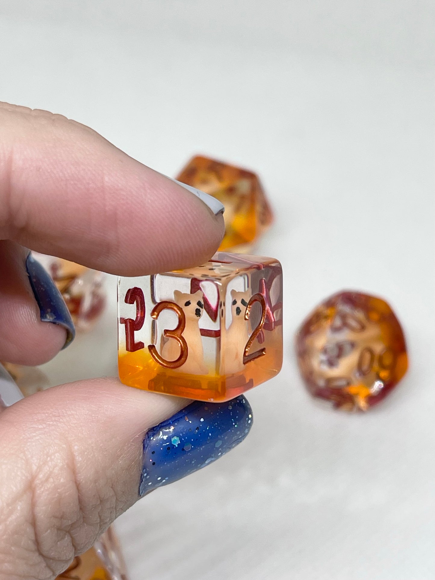 Fox Inclusion Resin Dice Set