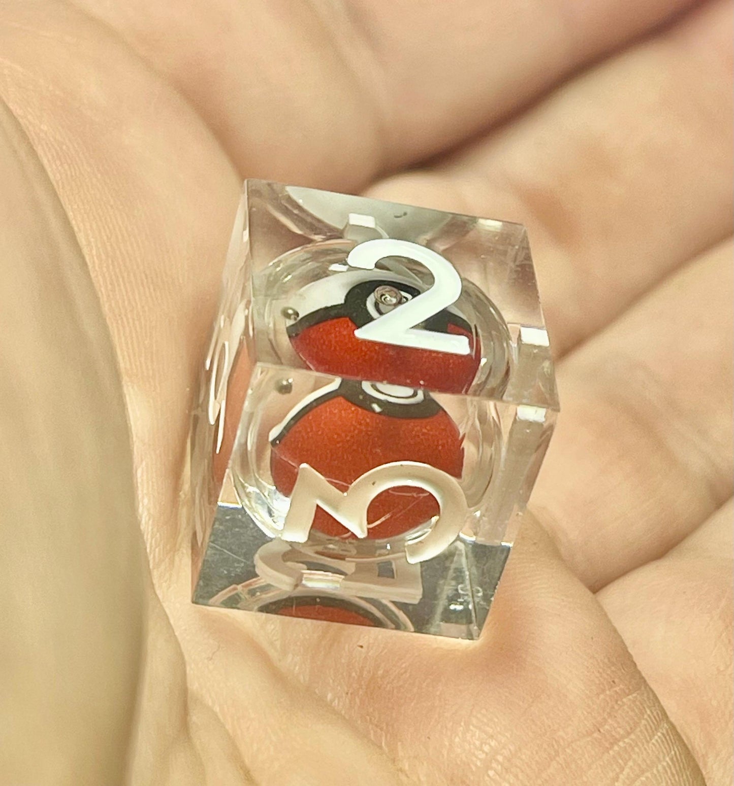Pokeball Handmade Liquid core Sharp Edge Resin Dice Set Handmade | D&D Dice | Pokemon | Dnd | 7pc | Dice Set | Resin Dice | Glitter |