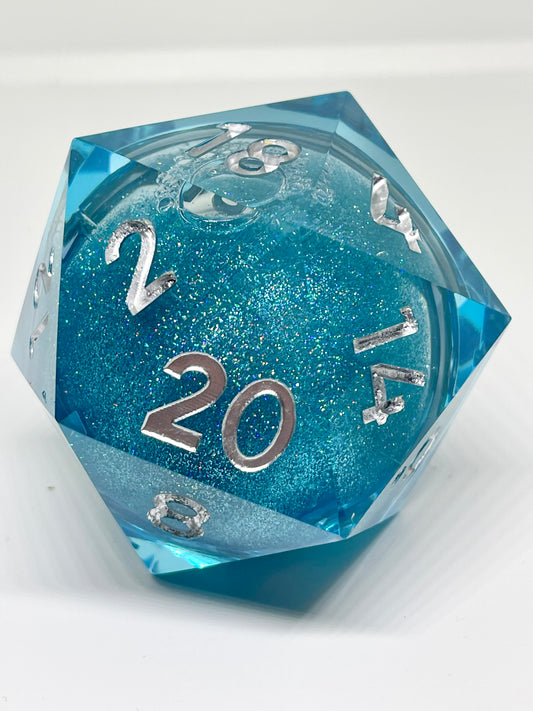 Blue Liquid Core D20 Dice 55mm