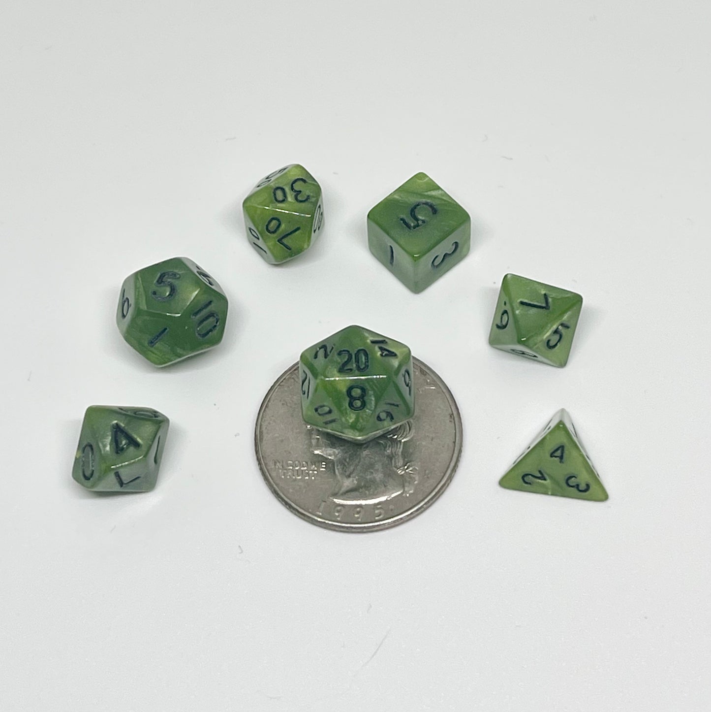 Dark Green & Black 10mm Mini Poly Dice Set