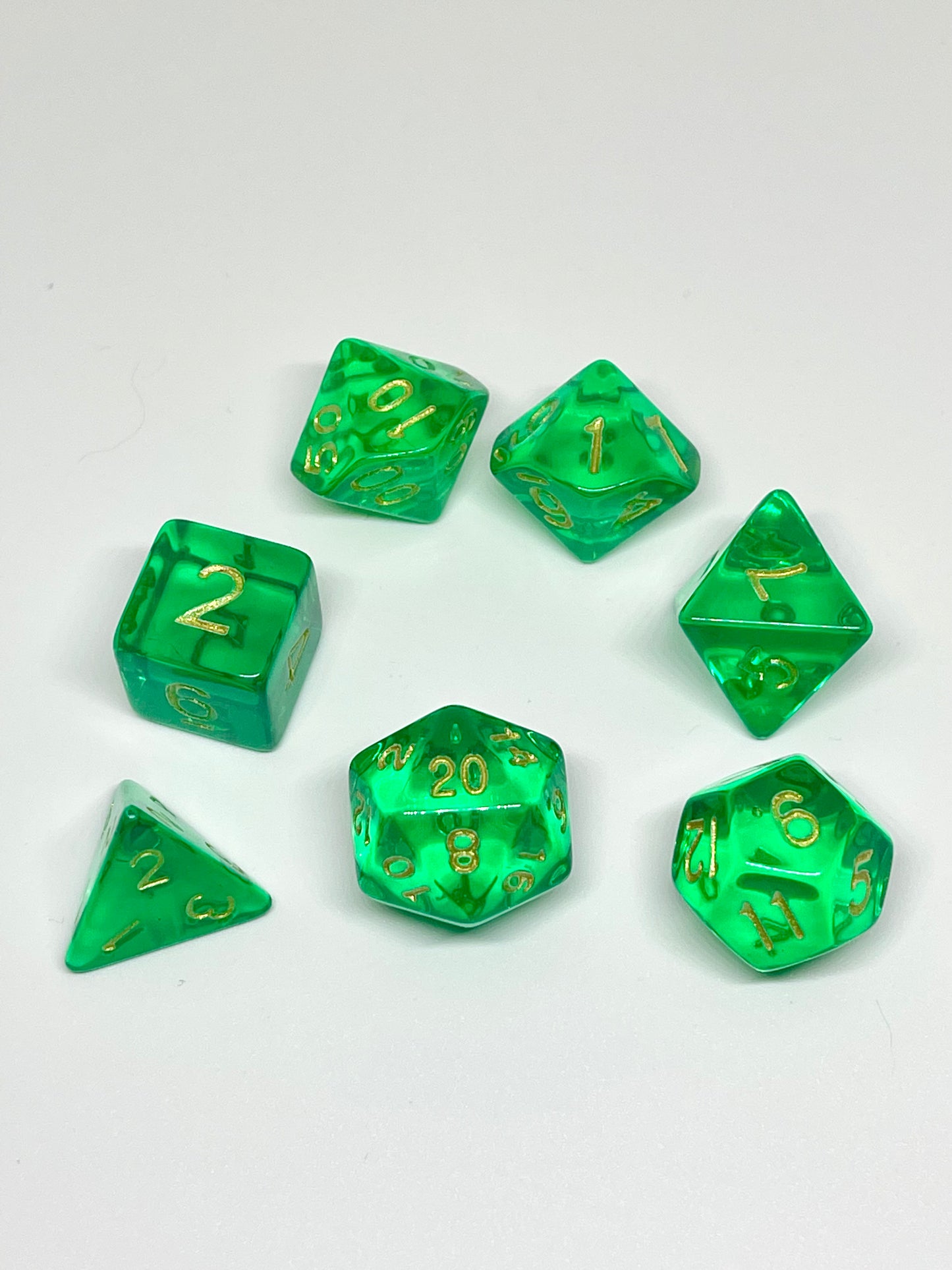 Green Acrylic 7pc Dice Set