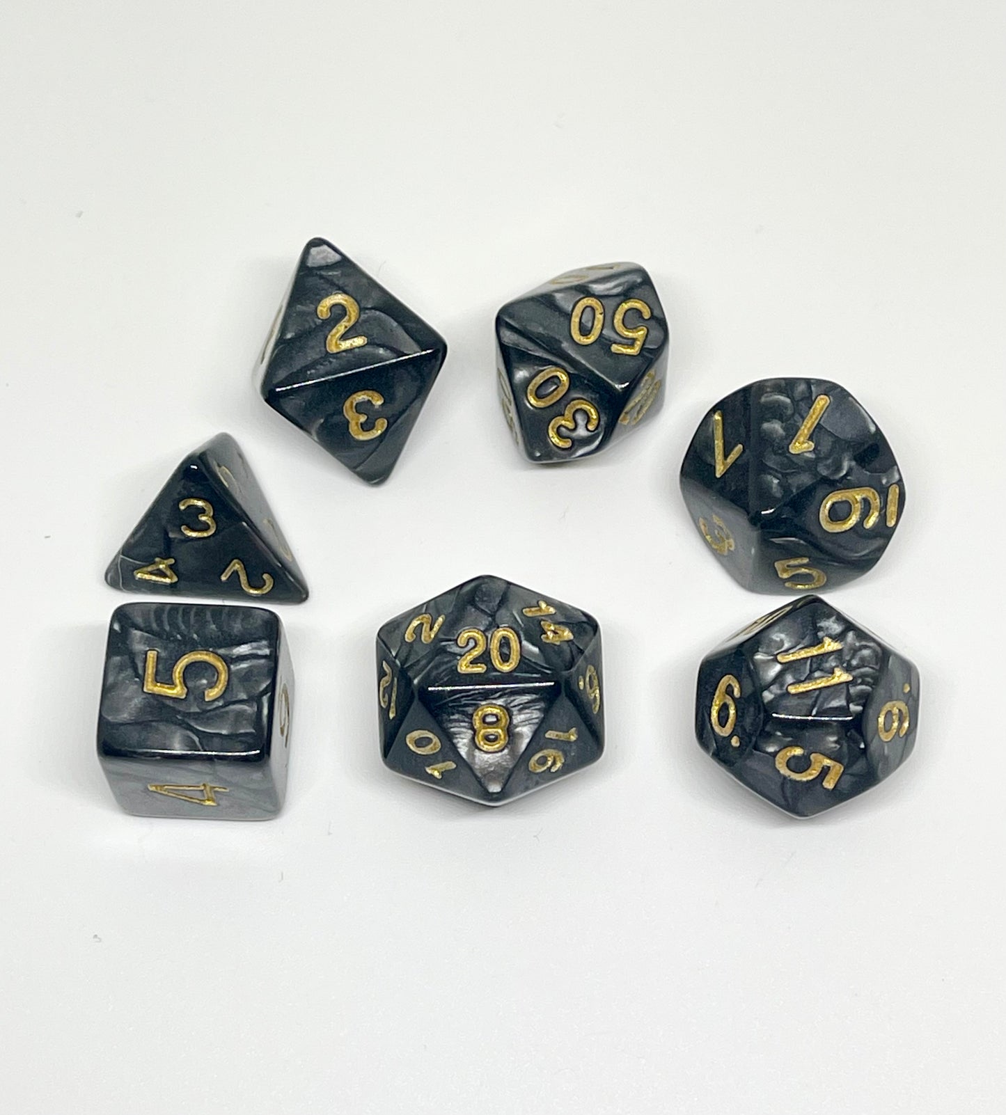 Black Marble Acrylic 7pc Dice Set