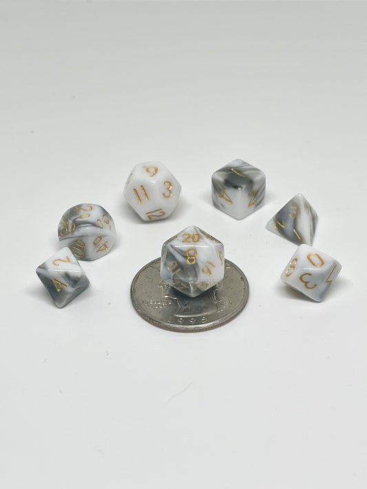 White & Black 10mm Mini Poly Dice Set