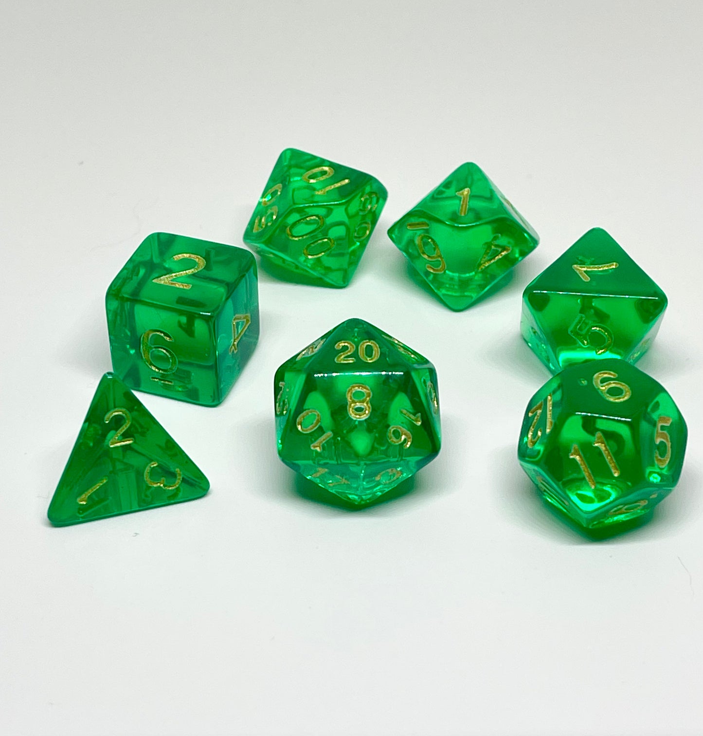 Green Acrylic 7pc Dice Set