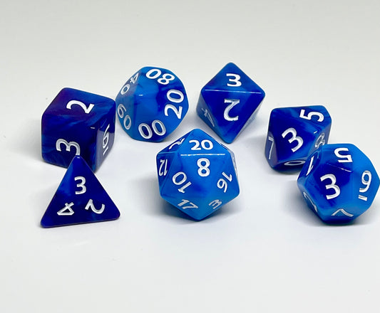 Blue & Purple Acrylic 7pc Dice Set