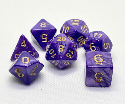 Purple Marble Acrylic 7pc Dice Set