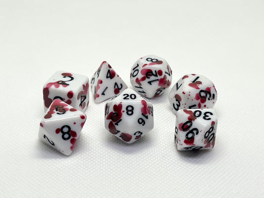 Red Splatter Acrylic 7pc Dice Set