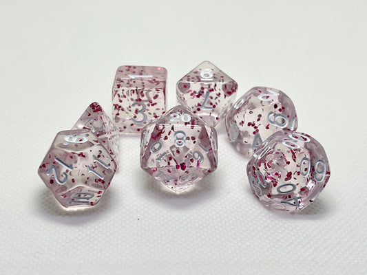 Pink Glitter Acrylic 7pc Dice Set