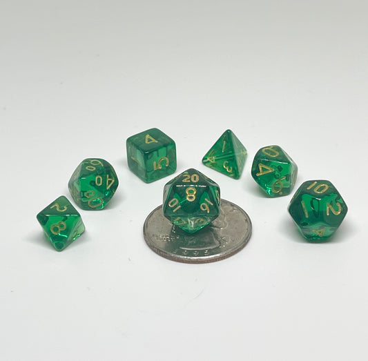 Green 10mm Mini Poly Dice Set