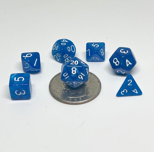 Blue & White 10mm Mini Poly Dice Set