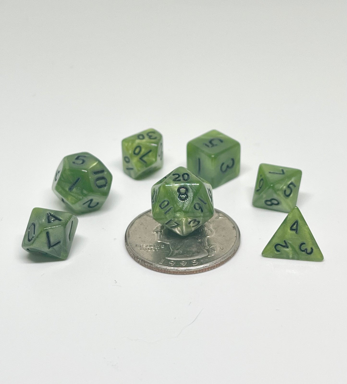 Dark Green & Black 10mm Mini Poly Dice Set